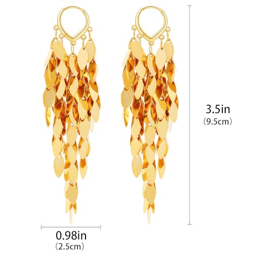 Rioleaf Gold Dangle Earrings for Women, Lightweight Leaf Shape Chandelier Earrings for Party, Wedding, Date, Gifts (Leaf-Gold) — view 3