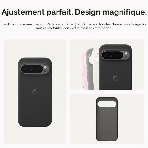 Coque Google Pixel 9 Pro XL – Protection Durable – Silicone résistant aux Taches – Coque pour téléphone Android – Noir Volcanique (Made by Google)
