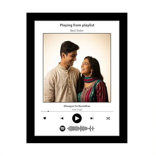 Image of Customized Photo and Song Spotify Frame, Personalized Frame with scannable Code | Birthday | Valentine Day | for Mothers, Friends, Husband, Customized Rakhi Gift