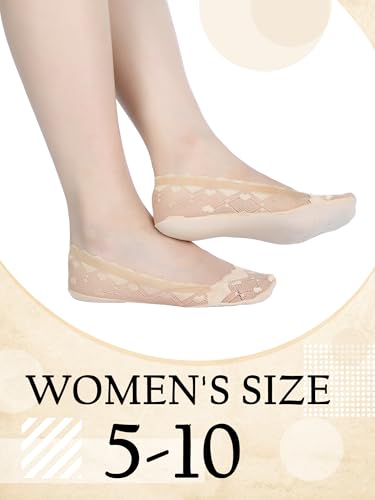 Image of 10 Pairs Womens Lace Ankle Socks Non Slip Low Cut and No Show Lace Socks Sets for Loafers Flats
