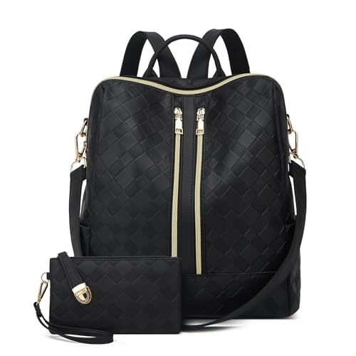 Image of Backpacks for Women Fashion PU Leather Bag Multipurpose Design Convertible Satchel Bag Travel Backpack Handbag and Purse 2Pcs