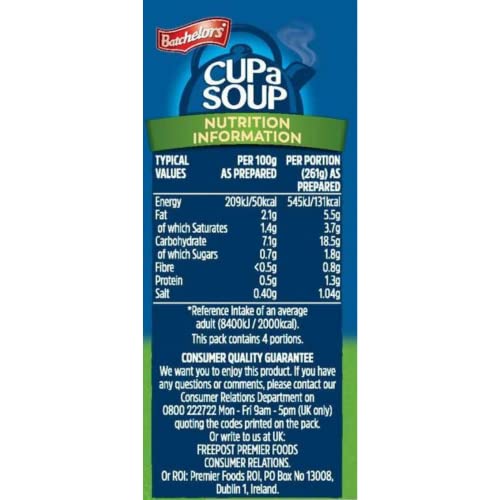 Image of Batchelors Cup a Soup Cream of Vegetable with Croutons, 122g (4 Sachets) | Instant Vegetable Soup | Creamy Carrot, Leek, Onion & Peas | Low Fat Vegetarian | Just Add Hot Water