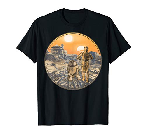Star Wars R2-D2 And C-3PO Sunset Circle Portrait T-Shirt