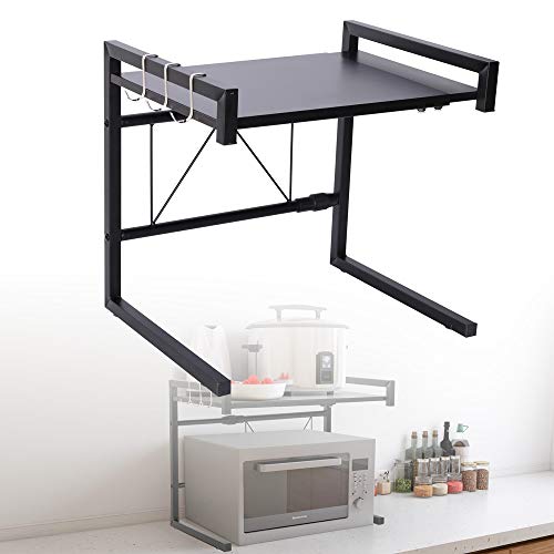 HOMIKE Microwave Oven Rack,Expandable Microwave Shelf,Carbon Steel Kitchen Counter Shelves,2 Tiers with 3