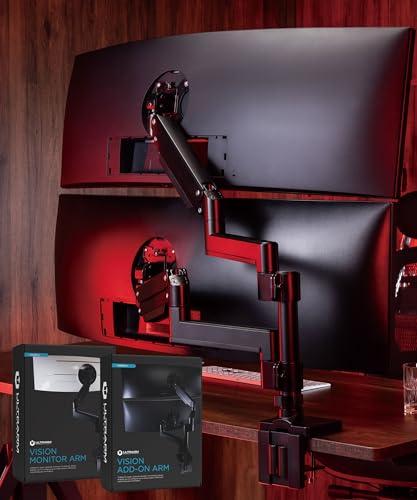 Image of ULTRARM Heavy Duty Dual Monitor Arm for Ultrawide Monitors up to 57 inch and 44 lbs, Dual Monitor Stand for Dual 49 inch Vertical Stacked Monitor Mount Height Adjustable - 100x100 VESA Mount, Black, MA20P-D
