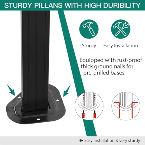 GAOMON 10'x12' Hardtop Gazebo Outdoor Polycarbonate Patio Double Top Canopy Galvanized Iron Aluminum Column Garden Tent Curtains Netting for Backyards Decks Lawns, Gray - Image 7