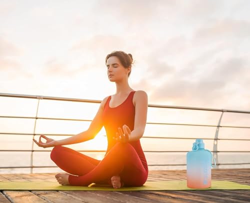 Image of SKYTONE Water Bottle For Gym- Extra-Strong Leakproof BPA Free Large Water Jug Half Gallon Hydrate Bottle with Handle Ideal for Adults Men Sports Gym Fitness Outdoor Cycling - 2.2 Litre (Blue)