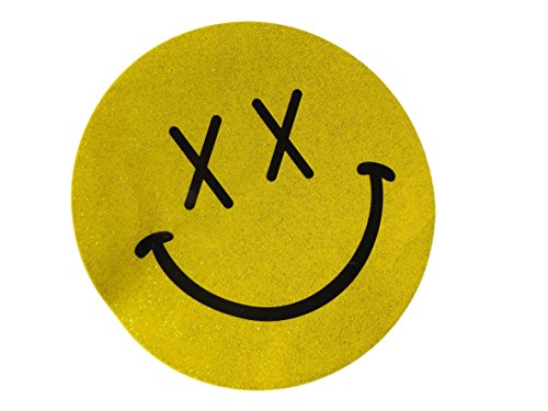 Fat-catz-copy-catz Large Yellow Happy Face Smooth Iron on Heat Transfer Clothes Patch for T-shirts 17.5cm Diameter
