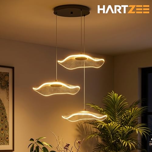 Image of Elio Wave 2 Pack Chandelier Modern Hanging Pendant Lights Warm White Ceiling Lamp for Living Room Bedroom Dining Area Kitchen Cafe Decorative Designer Ceiling Light