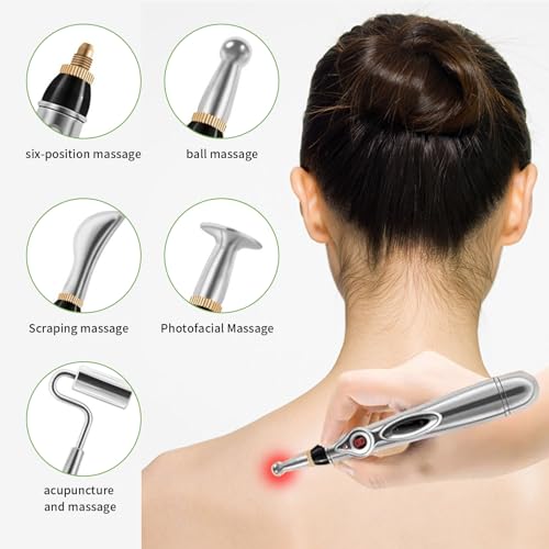 Stylo de massage d'acupuncture – Stylo d'acupuncture électrique pour masseur corporel Meridian Energy avec 5 têtes de massage – Image 6