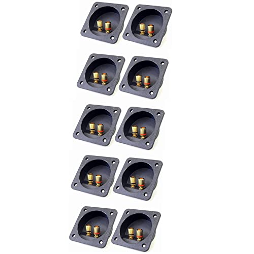 Tumintu DIY EstÉReo Tornillo Conectores de Copa Conectores de Subwoofer Enchufe de 2 VÍAs Caja de Bornes de ConexiÓN Terminal, 10 Pcs Negro