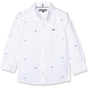 Tommy Hilfiger baby-jongens AME FLAG DOBBY SHIRT L/S shirt, wit (Bright White 123), 86