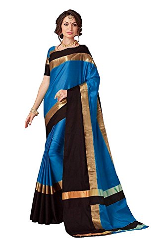 Image of PerfectBlue Women's with Blouse Piece Saree (VisvaVariation Lightgreenbrown Free Size)