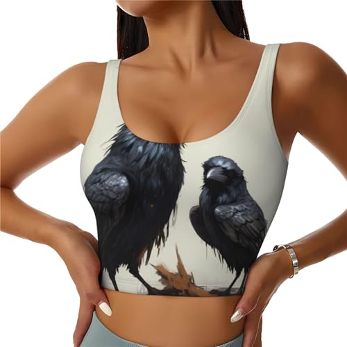 Chaleco para mujer de yoga y fitness con diseño de cuervos HYTTER