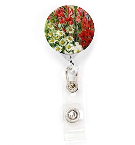 Buttonsmith Monet Gladiolas Tinker Reel Retractable Badge Reel - with Alligator Clip and Extra-Long 36 inch Standard Duty Cord - Made in The USA