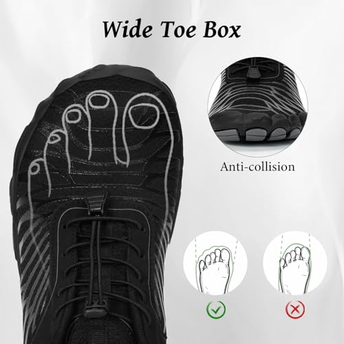 Image of Hike Barefoot Shoes Footwear, Pro Barefoot Shoes Women Men, Athletic Hiking Minimalist Water Shoe Breathable Quick Dry Zero Drop Trail Running Shoe with Non-Slip Sole & Wide Toe Box Black-a