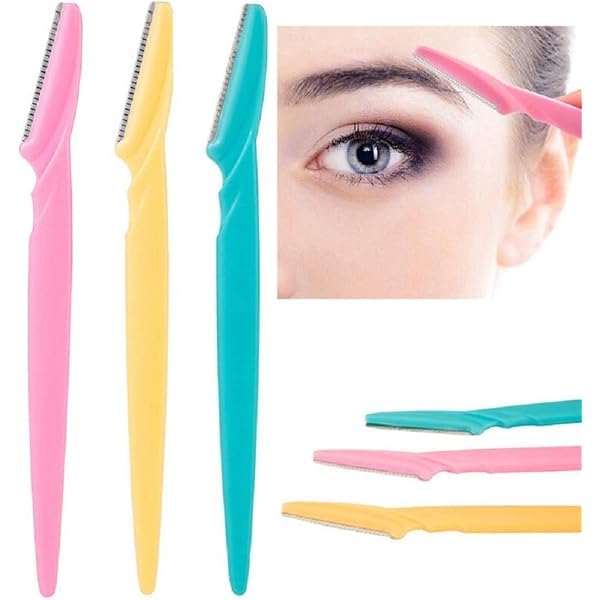Generic Eyebrow Razor Set for Women Dermaplaning Tool Hair Trimmer and Shaver 3 Count Chrome Razors