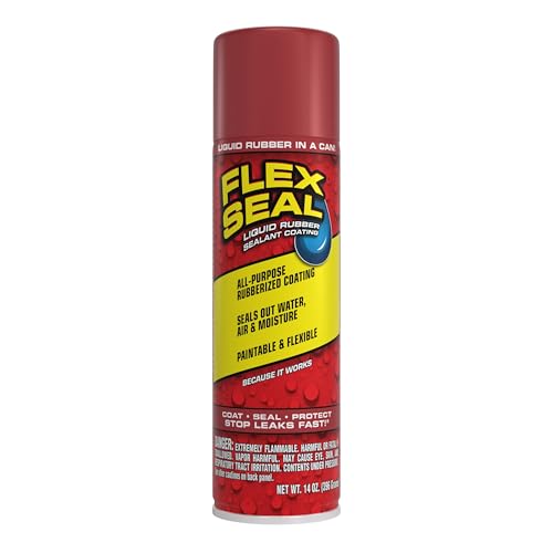 Image of Flex Seal, 14 oz, Red, Stop Leaks Instantly, Waterproof Rubber Spray On Sealant Coating, Perfect for Gutters, Wood, RV, Campers, Roof Repair, Skylights, Windows, and More