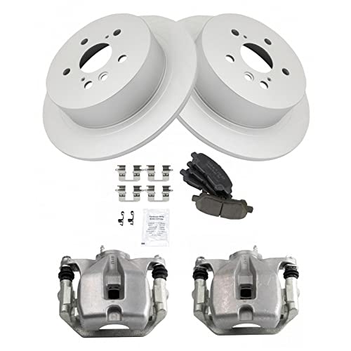 Image of TRQ Rear Brake Pad and Rotor Set Ceramic G Coated Rotors Calipers