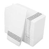 Decorative Hand Towels Disposable, Silver Design 50 Linen-Feel Guest Towels – Formal Dinner, Anniver