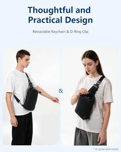 Image of OSOCE Sling Bag for Men, RFID Anti-Theft Crossbody Bag, Lightweight | Quick-Release Buckle, Concealed-Zipper Hidden Pocket, Reflective Strips, Adjustable Strap, Suitable for Travel Commuting