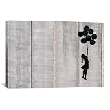 iCanvasART Flying Balloons Girl Canvas Art Print by Banksy, 18 by 12-Inch