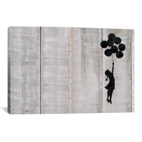 iCanvasART Flying Balloons Girl Canvas Art Print by Banksy, 18 by 12-Inch