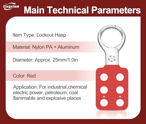 Image of Gugxiom 10PCS Lock Out Tag Out Hasp, 6 Hole Design Padlock Hasp for Lockout Station, Safety Hasp Lock, Up to 6 Workers, for Industrial Chemical