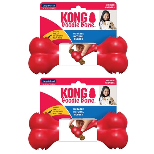 KONG Goodie Bone - Osso in gomma naturale per cani di grossa taglia (confezione da 2)