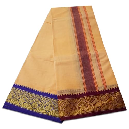 Image of vimayam pure cotton 3 inch border colour dhoti 9X5(Assorted Border design and colours)