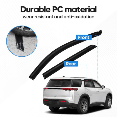 Image of Pathfinder Rain Guards - Window Visors for Nissan Pathfinder 2022-2026, Out-Channel Side Window Rain Guards for Pathfinder Accessories, 4PCS, Black, Car Accessories