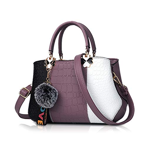 Moda Borsa a mano Donne Borse a Spalla a tracolla Tote Messenger borsa con Grande Capacità in PU 2 viola pelle