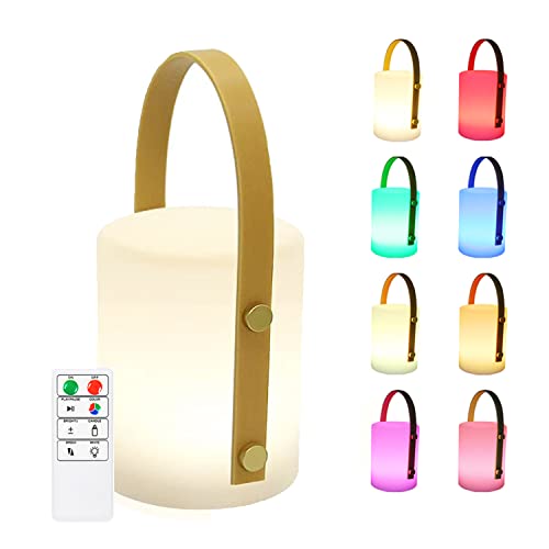 Lámpara de mesa LED inalámbrica, recargable lámpara de mesa a batería con mando a distancia y 8 colores, portátil, regulable, IP44 resistente al agua para exteriores camping jardín patio dormitorio Cover