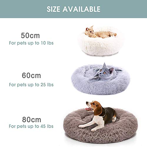 Cama quente luxuosa de pelúcia para cães pequenos e médios, gatos, sofá redondo para animais de esti