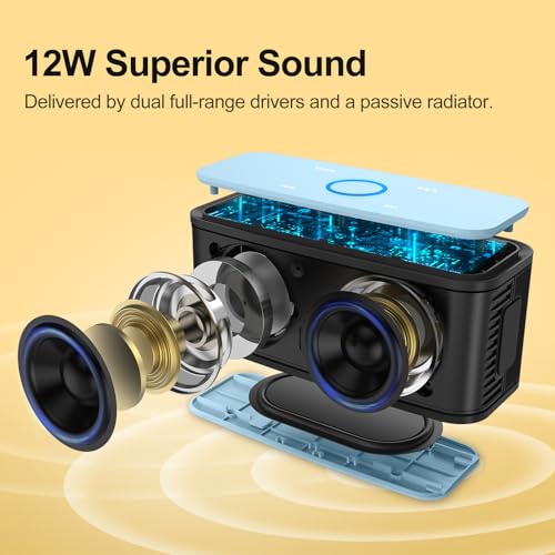 DOSS SoundBox Touch Wireless Bluetooth Speaker with 12W HD Sound and Bass, IPX5 Water-Resistant, 20H Playtime, Handsfree, Portable for Office, Home, Outdoor, Travel- Light Blue - Thumbnail 2