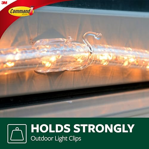 Command Outdoor Rope Light Clips, 12 Hooks and 16 Command Strips, Damage Free Hanging Christmas Decorations with Weather Resistant Strips, Wall Clips for Hanging Outdoor Lights and Cable Management - image 3