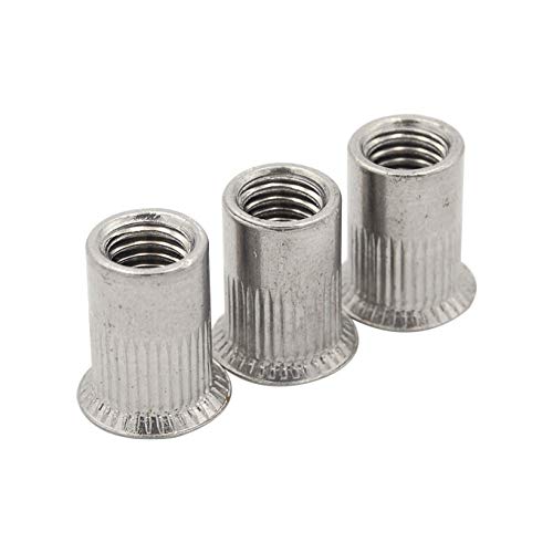 100pcs Stainless Steel Light Body Countersunk Open End Cylinder Rivet Nut Insert (M6)