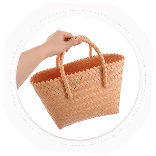 Faux Wicker Tote Purse for Women Beach Woven Handbag Handle Summer Travel Bag4