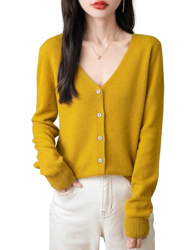 Chanyarn Women's 100% Merino Wool Cardigan 2025 Fall Winter Sexy V Neck Long Sleeve Lightweight Knit...