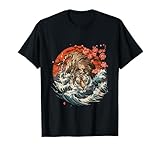 Samurai Tigre Océano Guerrero Japonés Arte Japon Camiseta