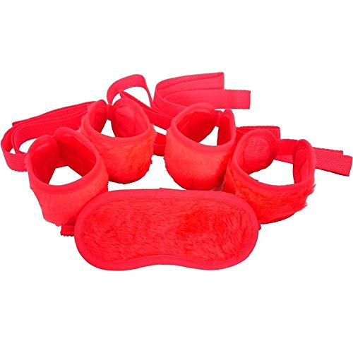 Kit Bondagem Vermelha 4 Amarras E 1 Venda - Sexy Fantasy - VERMELHO - U