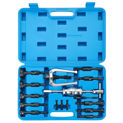 NYXOVA 16pcs Blind Hole Collet Bearing Race and Seal Puller Extractor Kit, Blind Inner Bearing Puller, Hole Remover Extractor Set, Slide Hammer Puller Tool Set (Blue)