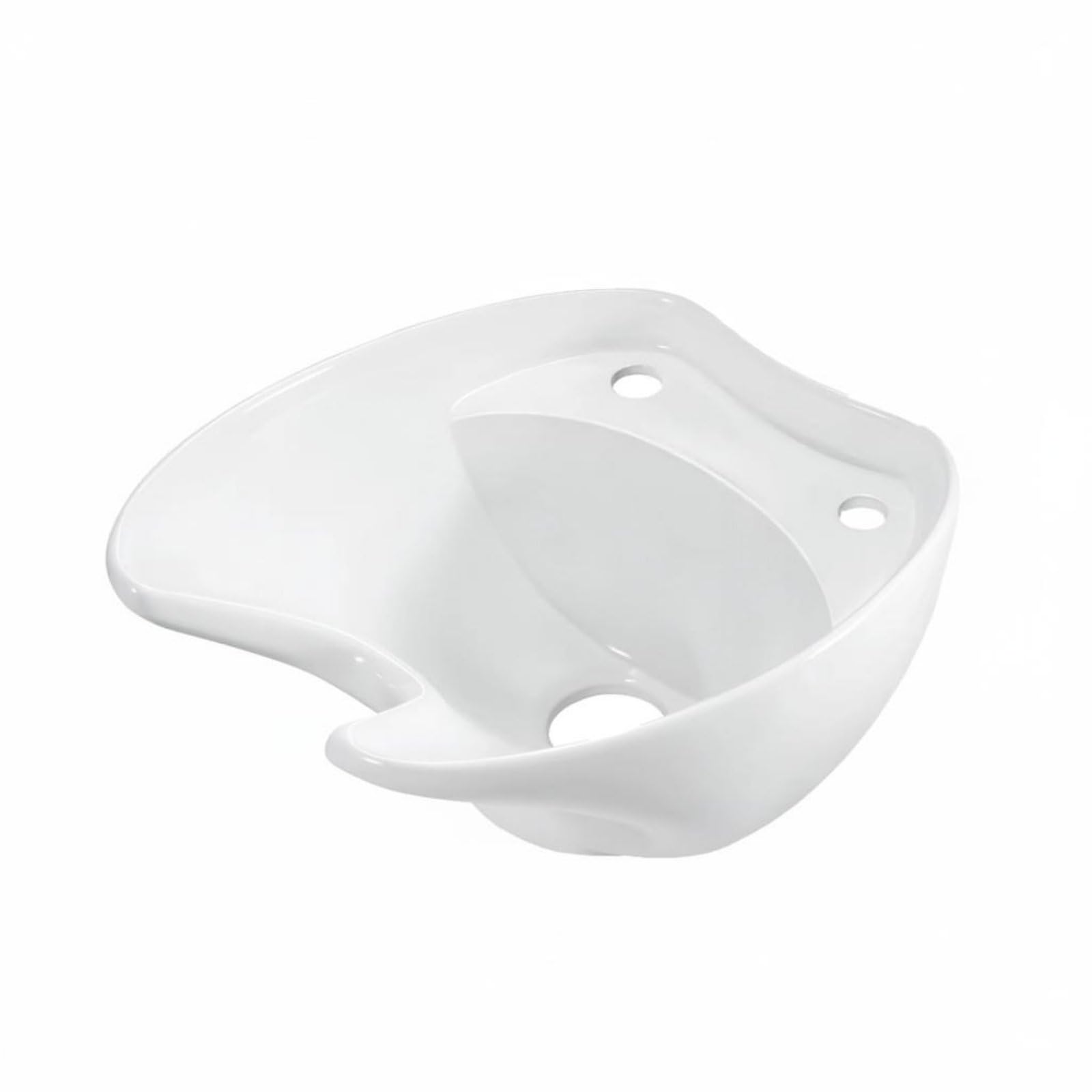 MERIGLARE Lavabo de Cerámica para Lavado de Cabello con Estructura Resistente Recipiente Ergonómico para Salón Superficie Esmaltada y Diseño Minimalista Adecuado para Estilistas en Barberías, White