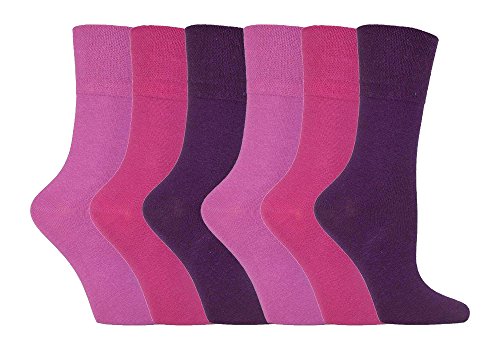 IOMI Footnurse - Ladies 6 pack loose non elastic diabetic socks with hand linked toe seams 4-8 uk (4-8 UK, Pink)