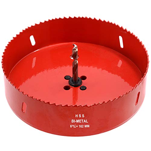 Koopi 6 3/8 inch Hole Saw with Heavy Duty Arbor, 38mm Depth Bi-Metal Hole Cutter, Easily Drilling Wood, Plastic, Plywood, Ceiling, Thin Metal for Recessed Lighting, Can Lights (162mm Dia.) - Thumbnail 7
