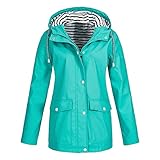 Leichte wasserdichte Damen-Regenjacke, Reißverschluss, Winter, warm, Outwear, lässig, Outdoor, mit Kapuze, Windbreaker-Tasche, Grün , 5XL