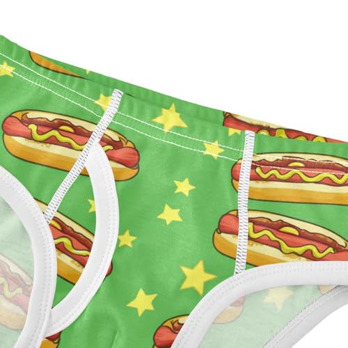 Wusikd Hot Dogs Boys' Underwear Cotton Green Stars Boys Briefs Soft Toddler Underwear 2T4