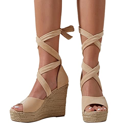Sandales mode chaussures dames compensées de couleur kaki en taille 39