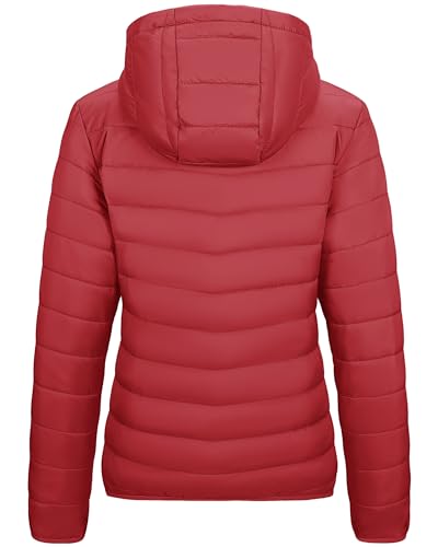 Image of Outdoor Ventures Women's Packable Lightweight Full-Zip Puffer Jacket with Hood Quilted Winter Coat