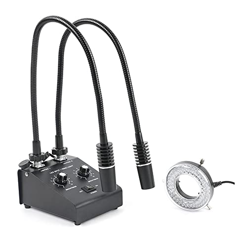 Lab Microscope Accessories 6W 6500K LED Microscope Illuminator Gooseneck Light Lamp Industrial Spot Light Lamp with 60 LED Ring Light 110V-220V(3 in 1)